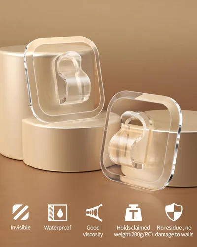 Miniatura 3 de ispneay 100 mini ganchos de luz con tiras adhesivas: clips de luz pequeños transparentes para interiores, sin daños, gancho de pared de plástico