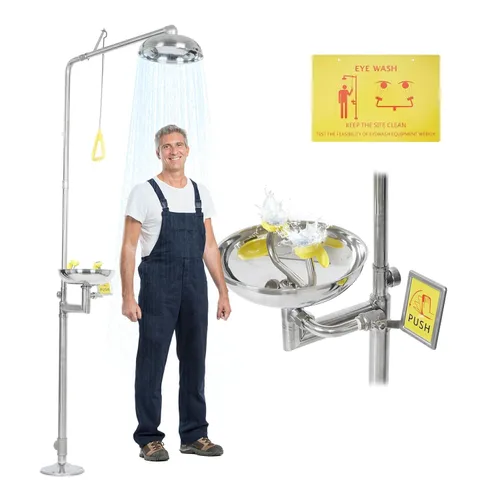 lukar - Estación de ducha de lavado de ojos de emergencia, estación de lavado de ojos y ducha de acero inoxidable 304, estación de ducha combinada