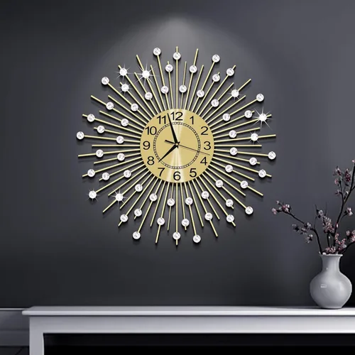 Miniatura 11 de Reloj de pared grande de cristal de 24 pulgadas para decoración de sala de estar, moderno reloj de pared con forma de estrella de metal, reloj