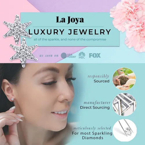 Miniatura 3 de La Joya Aretes de diamante TW delicados de 13 quilates cultivados en laboratorio para mujer, aretes de plata de ley 925 para mujer