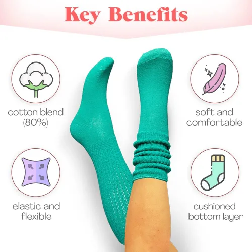 Miniatura 3 de HOT FEET Calcetines holgados para niñas 6 pares para niñas pequeñas divertidos y coloridos calcetines altos hasta la rodilla perfectos para cultivar
