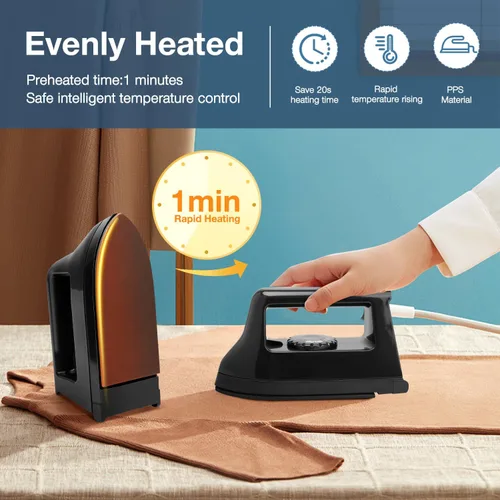 Miniatura 3 de Mini plancha para manualidades y acolchados, máquina eléctrica de prensa de calor para viajes y hogar para suministros de costura (negro)