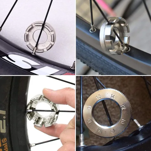 Miniatura 7 de Goabroa Llave de radios de bicicleta, acero duro 8 en 1 de acero endurecido para ajuste de tensión de rueda de precisión, compatible con pezones