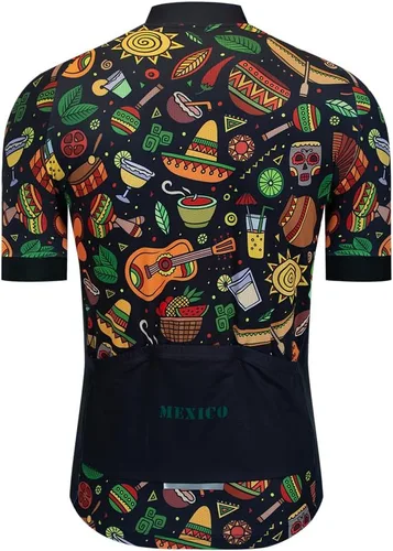 Miniatura 3 de Maillot de ciclismo hombres México manga corta verano bike camisas ciclismo cremallera completa con bolsillos carretera bicicleta ropa