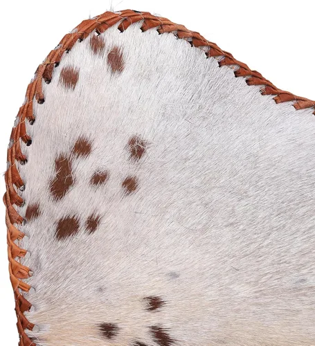 Miniatura 5 de cuero Silla de mariposa de cuero hecha a mano para sala de estar, silla de cuero cosido a mano mariposa (blanco bronceado)