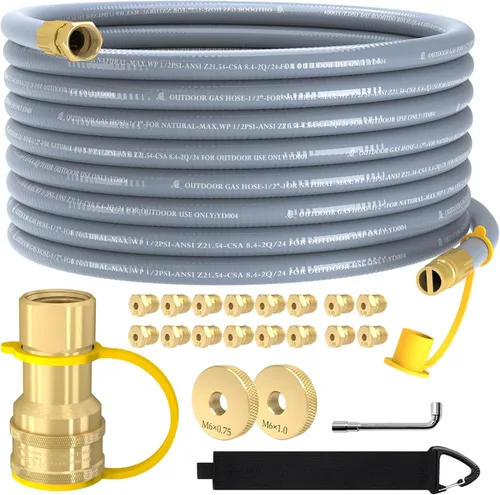 Manguera de gas natural de 12 pies y 3/8 pulgadas, manguera de GLP de baja presión con conexión rápida, para parrilla Blackstone 5249 Weber,