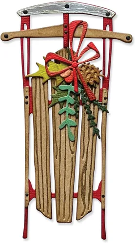 Sizzix Thinlits - Juego de troqueles de 12 piezas de trineo vintage de Tim Holtz | 666339 | Troqueles de corte de metal fino para álbumes de