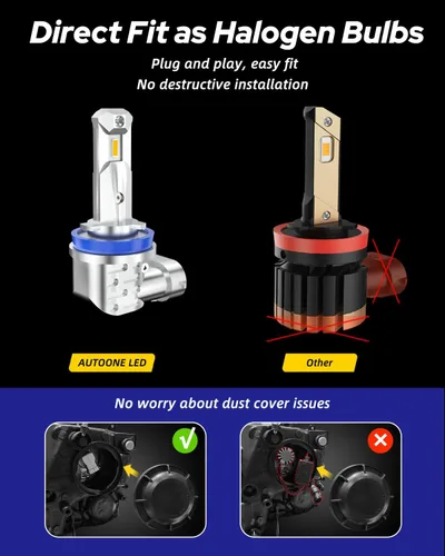 Miniatura 3 de AUTOONE Bombillas LED antiniebla H8 H11 H16 o DRL, 6000 K blancas superbrillantes para repuesto de luces antiniebla de automóvil, 50000 horas