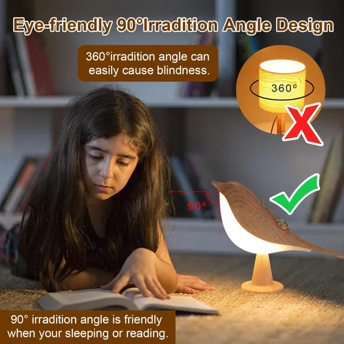 Miniatura 6 de Lenporl 2 Pack de lámparas de mesa LED con diseño de pájaro, lámparas de aroma con sensor táctil recargable, con 3 niveles de brillo, ABS regulable