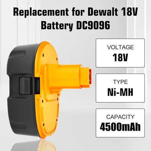 Miniatura 2 de 2 paquetes de 4500 mAh de alta capacidad DC9096 de repuesto para batería Dewalt 18V XRP compatible con Dewalt batería de 18 voltios DW9098 DW9099