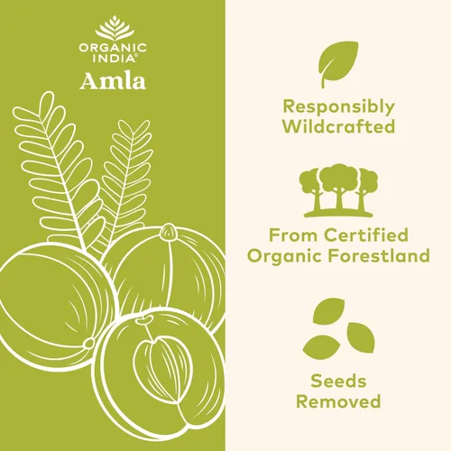 Miniatura 3 de ORGANIC INDIA Cápsulas de Amla Orgánicas - Suplemento Vitamínico Herbal de Grosella Espinosa India, Suplemento de Amla, Apoyo Inmunológico, Vegano