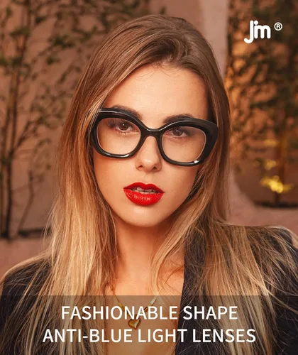 Miniatura 2 de JM Gafas de lectura con ojo de gato para mujer, lectores de computadora con bloqueo de luz azul con bisagra de resorte