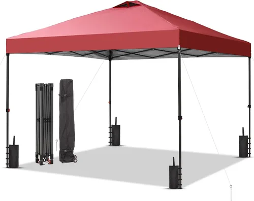 Miniatura 21 de GDY 10x10FT Pop-Up Canopy Tent — with 4-Side Walls & Vented Top, Portable Outdoor Event Tent for Garden, Poolside, Parks, Parties,Camping, White.