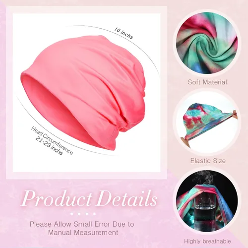 Miniatura 2 de SATINIOR Gorro holgado para mujer, 5 piezas, gorro de quimioterapia, elástico para el cáncer, bufanda para dormir para pacientes con cáncer