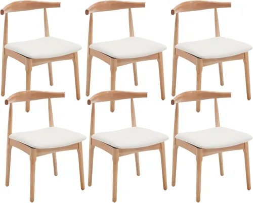 Miniatura 14 de VESCASA Juego de 2 sillas de comedor de mediados de siglo, sillas de comedor tapizadas de piel sintética, sillas de comedor de madera maciza