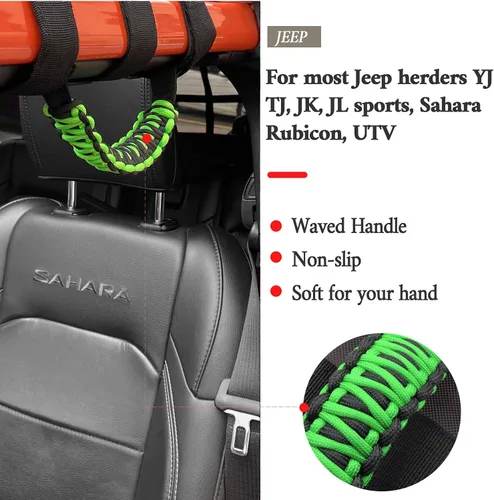 Miniatura 2 de 4 asas de agarre de barra antivuelco compatibles con Jeep Wrangler JLU JK JKU TJ YJ LJ JT JL y Gladiator JT 1987-2021 UTV y ATV, se adapta a barras