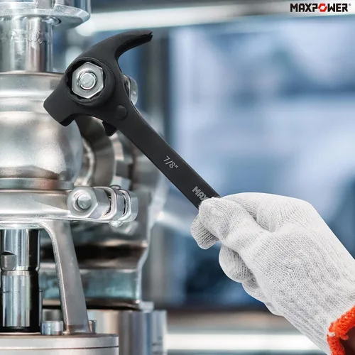 Miniatura 8 de MAXPOWER Llave de trinquete de andamio de 3/4 x 7/8 pulgadas, llave Spud Podger, funciones multifuncionales con barra de palanca de garra y cara