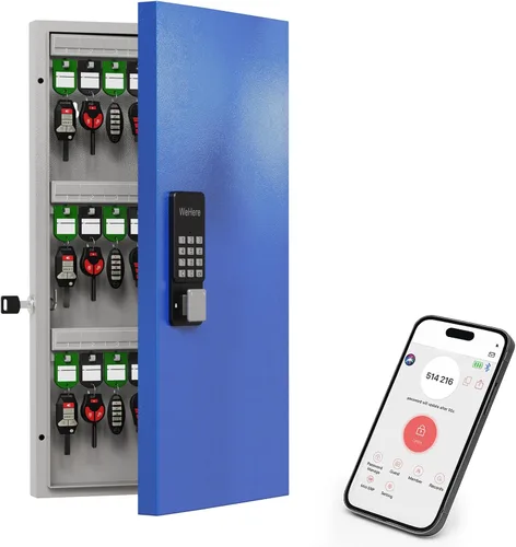 Miniatura 9 de WeHere Caja de bloqueo de llave inteligente de 192 teclas para montaje en pared, gabinete de llaves comercial con aplicación, teclado, Bluetooth