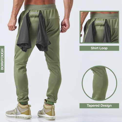 Miniatura 3 de Born Tough Pantalones deportivos de entrenamiento ajustados para hombre, para fisicoculturismo, gimnasio, pantalones deportivos con bolsillos