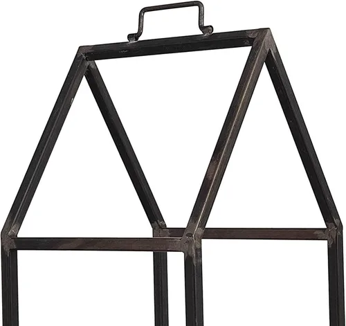 Miniatura 3 de Estante decorativo de leña moderno en forma de casa, ayuda de apilamiento alto para uso en y exteriores, estante de troncos de metal con asa