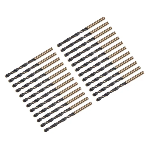 Miniatura 28 de uxcell Brocas Jobber de 0.118 in (0,118 pulgadas) de nitruro negro y oro recubierto de titanio M2 de alta velocidad (HSS) Brocas helicoidales