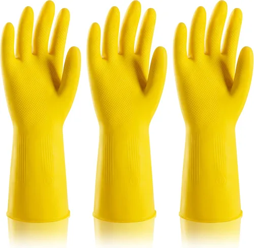 3 pares de guantes de goma para lavar platos, guantes reutilizables para el hogar para lavar platos, limpieza de cocina, pintura, jardinería,