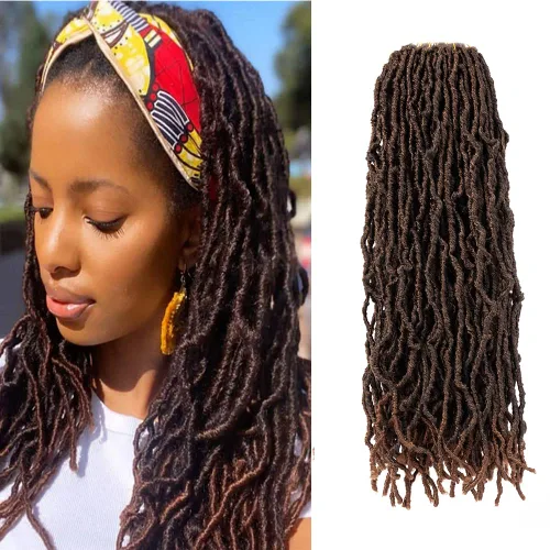 Miniatura 16 de Umylar - Paquetes de 7 rastas sintéticas de ganchillo de 24 pulgadas / 61 cm., extensiones de rastas suaves de diosa, cabello sintético de ganchillo
