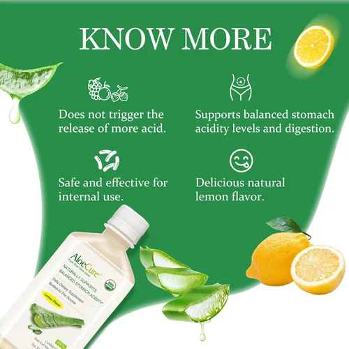 Miniatura 5 de AloeCure USDA - Jugo orgánico de aloe vera sabor a limón, fabricado dentro de las 12 horas de cosecha, suplemento digestivo natural para una acidez