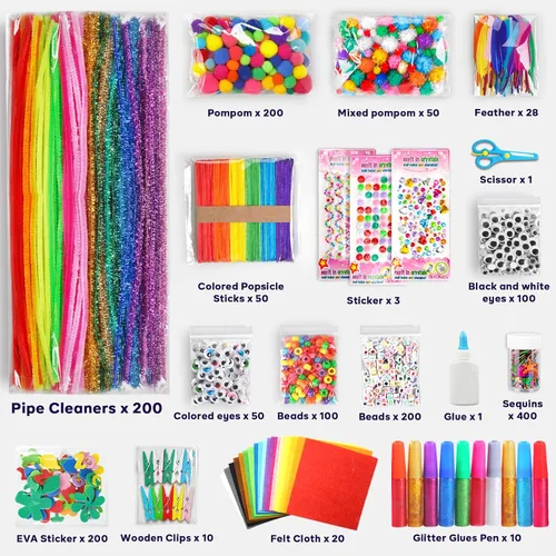 Miniatura 2 de FunzBo suministros de arte y manualidades para niños – Kit de suministros de arte para manualidades para niños de 4 5 6 7 8 9 – todo en uno D.I.Y.