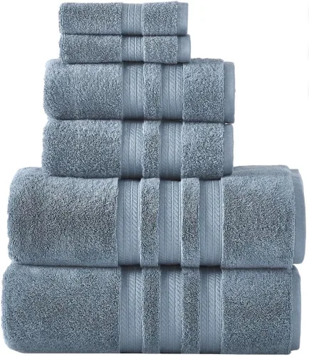 Member Mark Hotel Premier Collection - Paquete de toallas de baño de lujo 100% algodón (colores surtidos) (Denim, paquete)