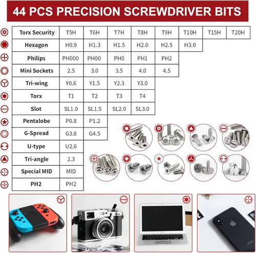 Miniatura 2 de Sharden Juego de destornilladores de precisión 58 en 1 pequeño juego de destornilladores magnéticos mini con estuche, kit de herramientas
