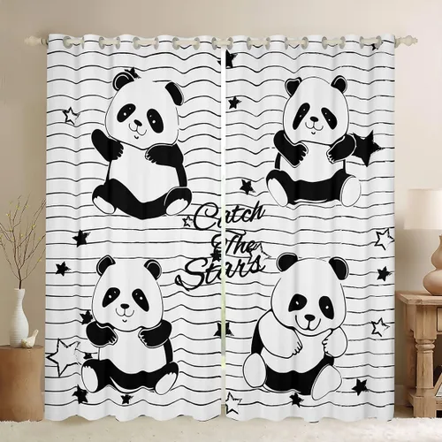 Miniatura 11 de Feelyou Cortinas de ventana de gatos grises y blancos, cortinas de ventana con patrón de mascotas para dormitorio, sala de estar para niños, niñas