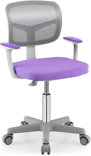 Miniatura 15 de Giantex Silla de escritorio para niños, silla rodante ergonómica ajustable con reposapiés y apoyabrazos abatibles, silla de oficina para niños
