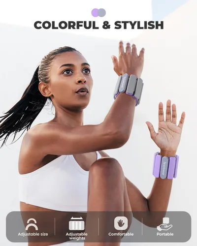 Miniatura 6 de Sportneer 2025 - Juego de pesas ajustables para muñeca y tobillo para mujeres y hombres - 1 par (1 lb/2 lb cada una) Juego de pulseras ajustables