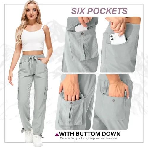 Miniatura 3 de Pantalones cargo para mujer, ligeros, de secado rápido, UPF 50, viajes, golf, safari, senderismo, verano