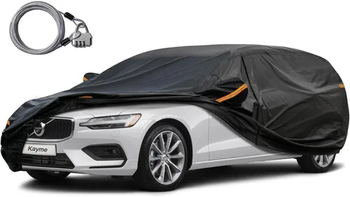 Miniatura 7 de Kayme Funda impermeable para automóvil sedán, para todo tipo de clima, con cerradura y cremallera, protección contra la lluvia solar UV al aire