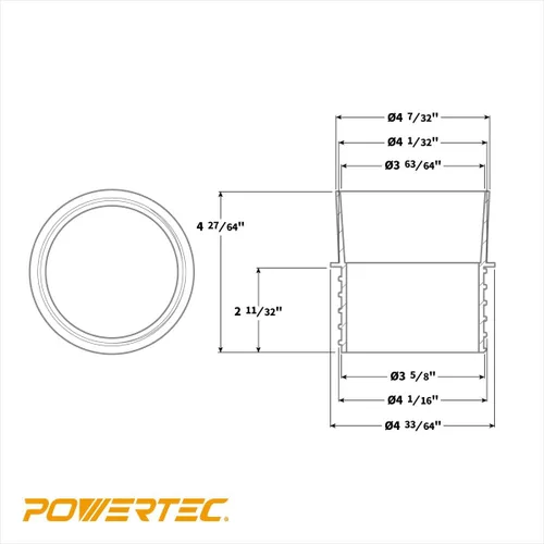 Miniatura 6 de POWERTEC 70284 Acoplador de conexión rápida de 4" con extremo roscado izquierdo a manguera flexible de 4" diámetro