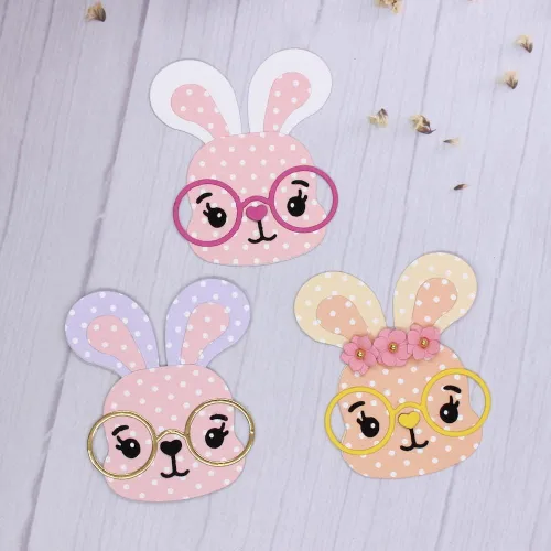 KSCRAFT Plantillas de troqueles de corte de metal con cara de conejo, para bricolaje, álbumes de recortes, decoración en relieve DIY tarjeta de papel