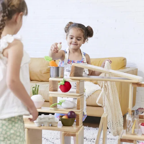 Miniatura 8 de ECR4Kids - Juego de bloques y arcos apilables de madera, juguetes Montessori, natural, 18 piezas