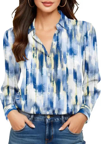 Miniatura 42 de Camisas sin planchado y sin arrugas para mujer, con botones, de manga larga, de seda de morera, blusas casuales para el trabajo