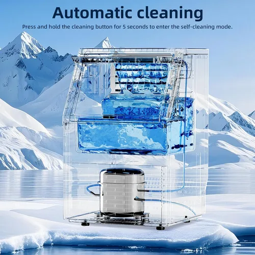 Miniatura 6 de Antarctic Star Máquina comercial para hacer hielo, máquina de hielo independiente de 80 libras/24 horas, con capacidad de almacenamiento de 24