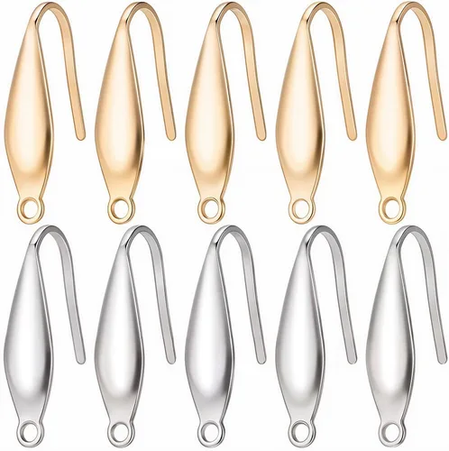 Miniatura 20 de SUNNYCLUE 1 Caja 100Pcs Ganchos de Pendiente Franceses Chapados en Oro Real de 18K, Pendientes de Anillo de Pescado, Alambres de Acero Inoxidable