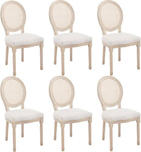 Miniatura 45 de Kmax Sillas de comedor estilo granja, patas de madera marrón, elegantes sillas de cocina copetudas, sillas de dormitorio francesas desgastadas