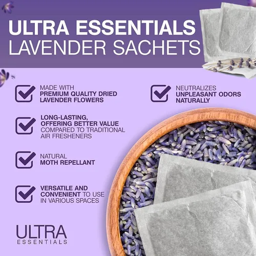 Miniatura 5 de Bolsas para secadora de lavanda, flores extra premium, bolsitas perfumadas de lavanda para cajones y armarios, bolsas ambientadoras naturales