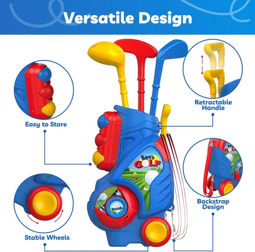 Miniatura 3 de Liberry Juego de Golf para Niños Pequeños de 2, 3 y 4 años Niños Niñas, Juego Mejorado de Palos de Golf para Niños con Carrito, Tapete de Putting