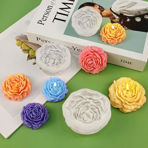 Miniatura 2 de Juego de 3 moldes de vela de peonía para hacer velas, juego de moldes de silicona 3D grandes + medianos + pequeños para fundición de resina epoxi, 3