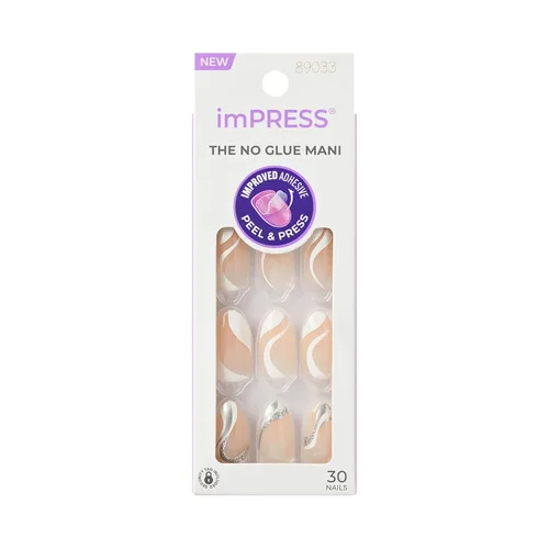 Miniatura 14 de Uñas postizas sin pegamento KISS imPRESS, diseño "All I Want" Púrpura y Blanco