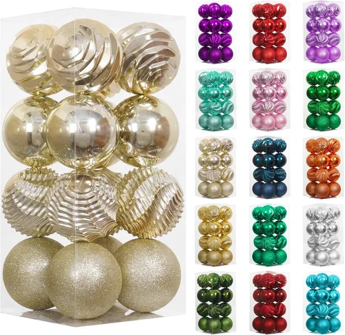 Miniatura 37 de XmasExp - Juego de 24 adornos de bola de Navidad mini irrompibles, adornos para árbol de Navidad, bolas de árbol de Navidad de 30 mm/1.18 pulgadas