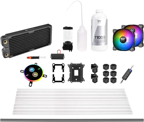 Thermaltake Pacific C240 Ddc Res/Pump 5V Sincronización de placa base Radiador de cobre PETG Tubo duro Kit de refrigeración por agua CL-W242-CU12SW-A