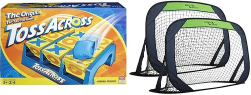 Mattel Games Toss Across Kids - Juego de red portátil de portería de fútbol para niños, lanzamiento de bolsas de frijoles y escuadrón deportivo,